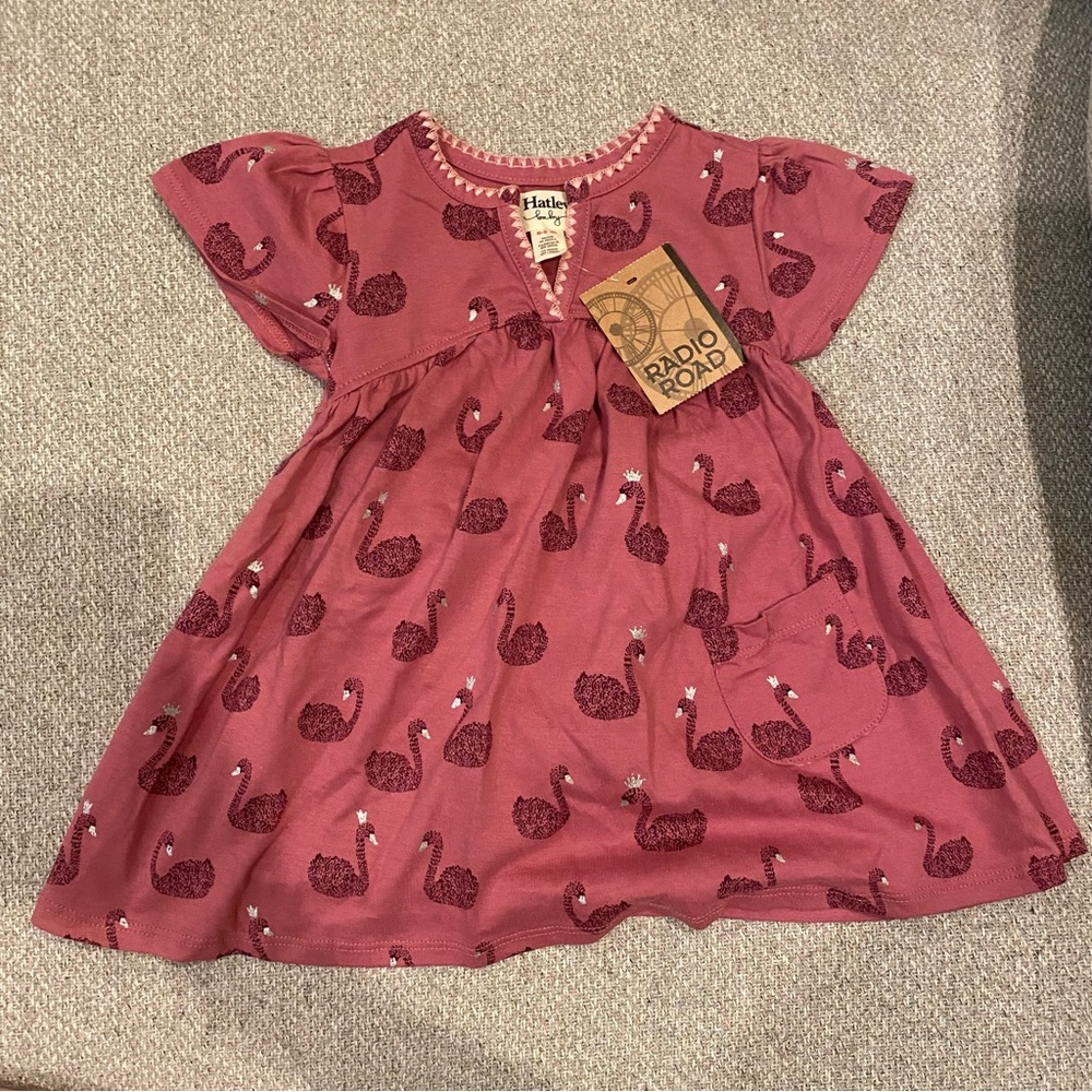 Hatley Baby Pink Swan Dress with Bloomers 6-9m NWT